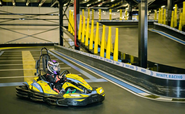 Mở khu đua go-kart thương mại: Tính vốn, doanh thu và ROI 1 Mô hình mở khu đua go-kart thương mại trong nhà với kart điện và bảng chấm điểm